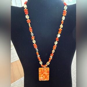 Rare Silpada Sterling Silver Sponge Coral Mother-of-Pearl Abalone Necklace N1260